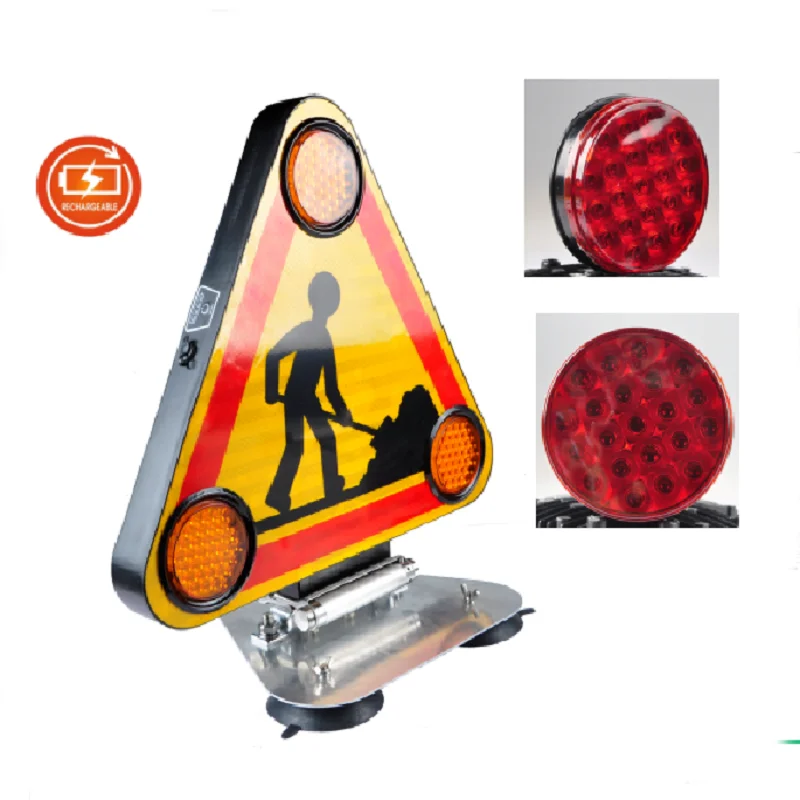 Rechargeable LED Safety Warning Triangle Magnetic Truck & Construction Vehicle Accessory