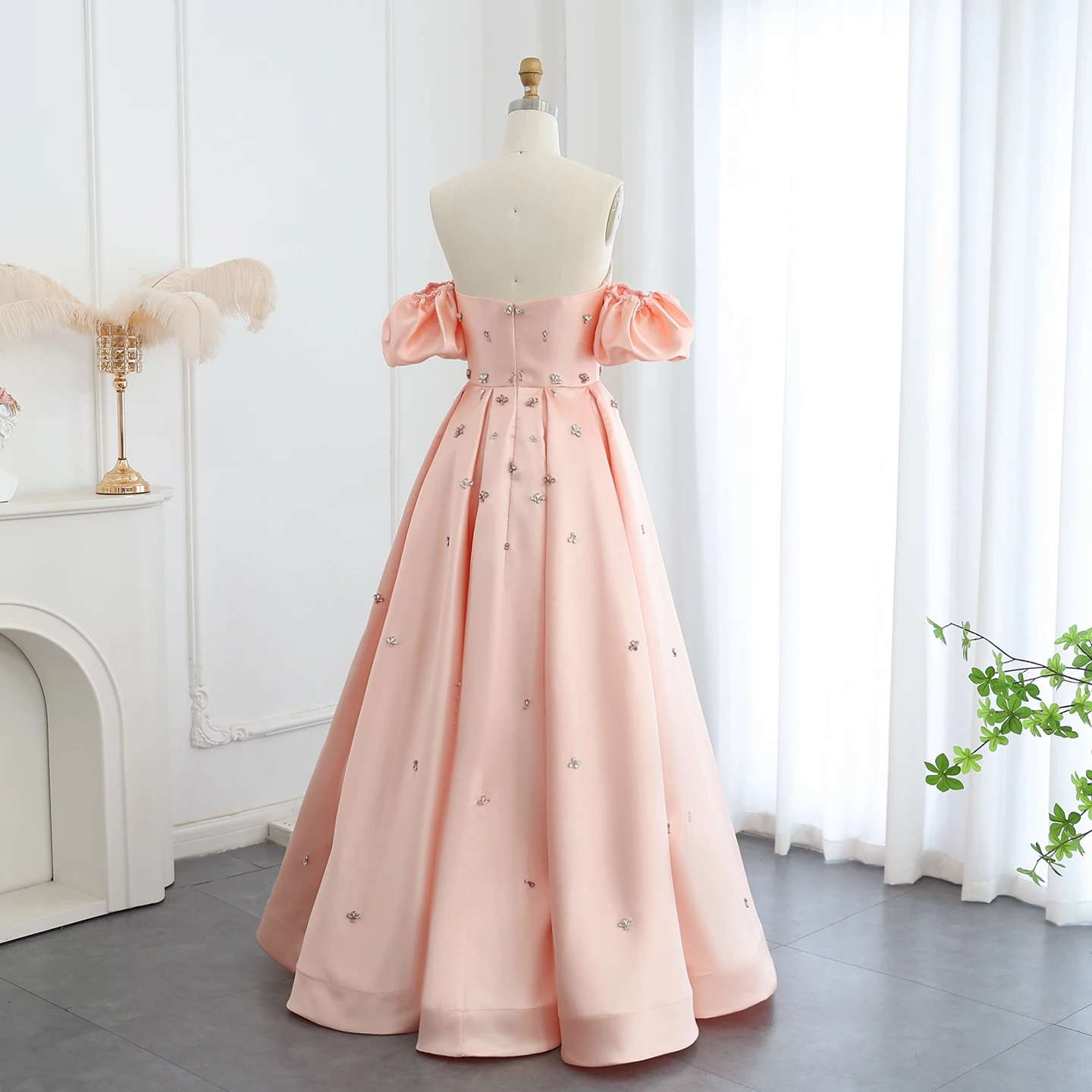 Sharon Said SS442 Arabic Evening Dresses Luxury Women Blush Pink Dubai  Dresses with Cap Sleeves Crystal Wedding Party Gowns