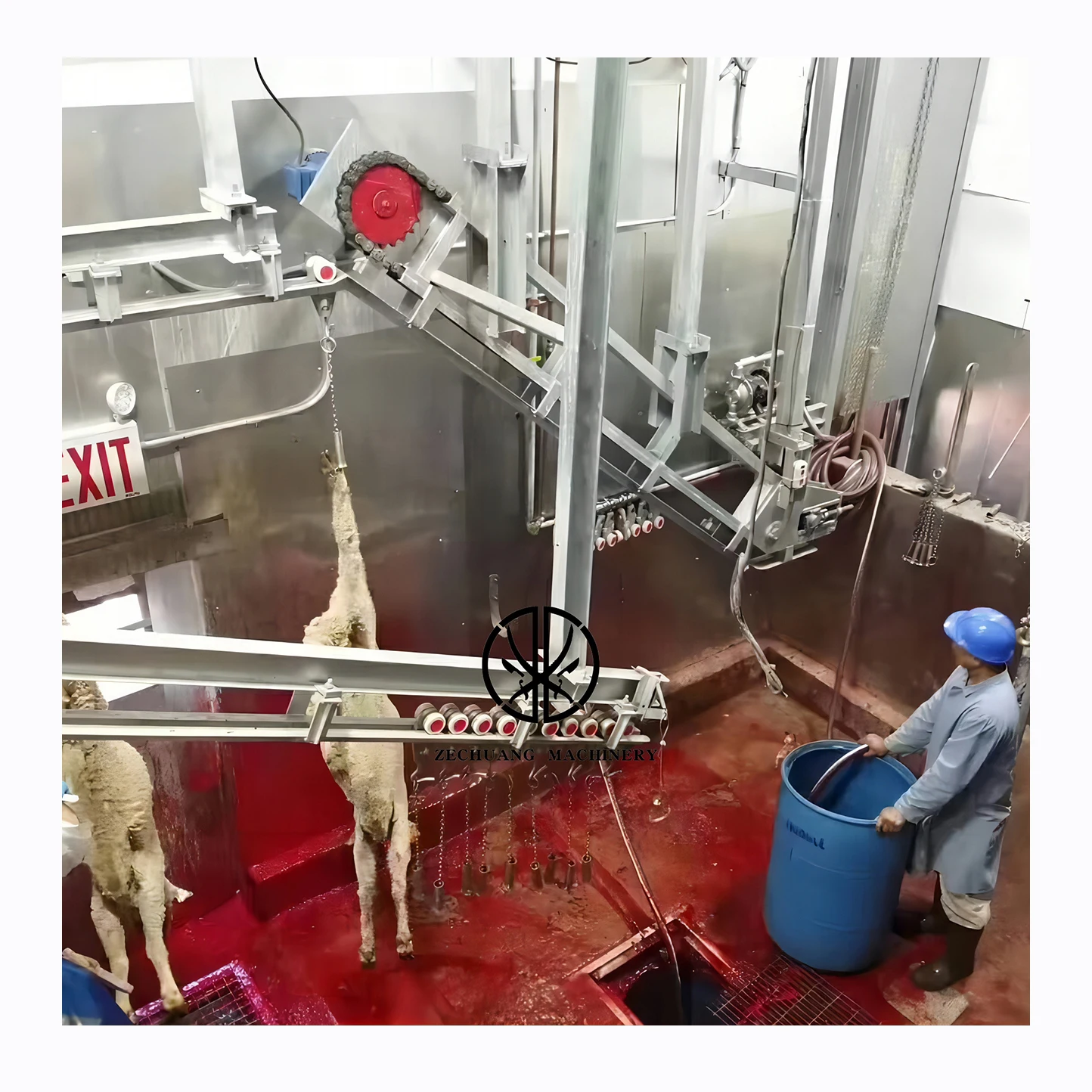 Direct Sale Sheep Slaughtering Equipment Design Automatic Bleeding Conveyor Line Use In Mutton Processing Abattoir