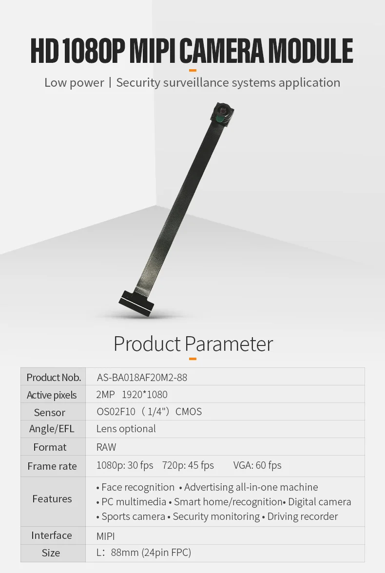 DGZX 1080p 30fps high-definition low light low-power camera module OS02F10 intelligent wearable application Mipi插图