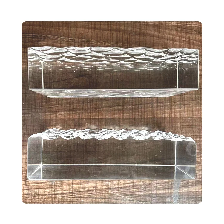 Plating Iridescent Glass Brick Water Cube Pattern Ultra Clear Solid Decorative Hot Melt Glass Bricks Blocks for Partition Wall