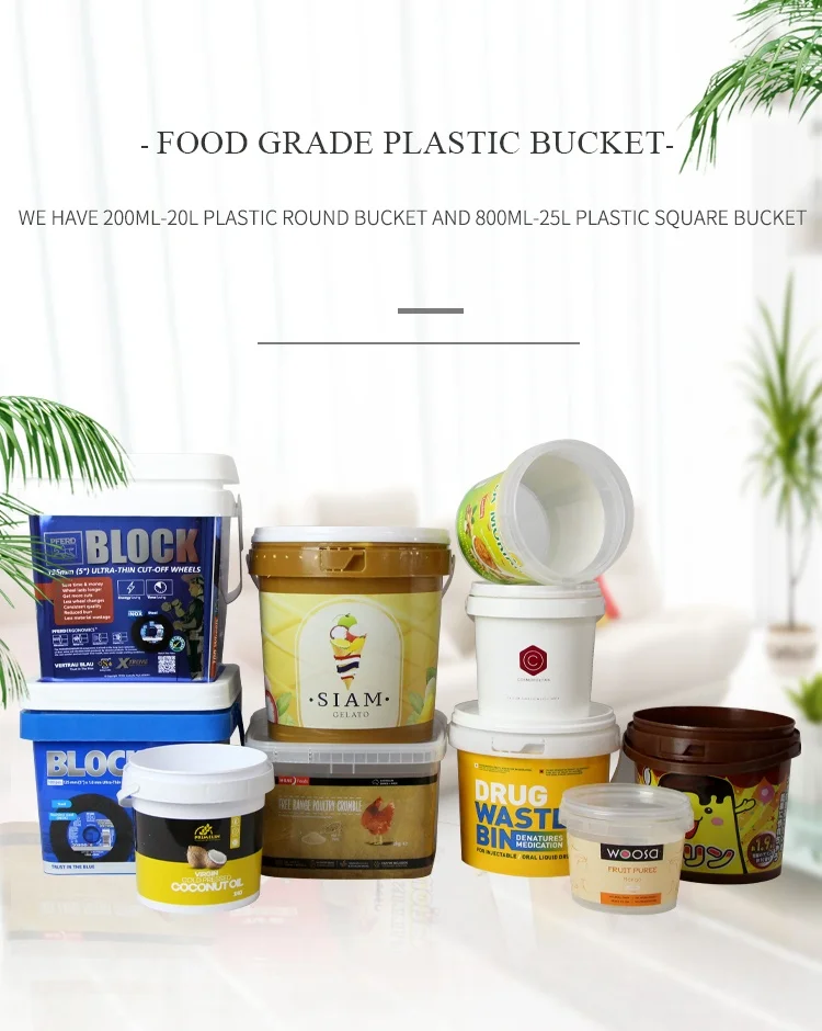 Laundry Cream Bucket Recyclable Plastic Pail Factory Supply Iml