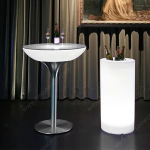 Illuminated Waterproof LED Cocktail Table Plastic Bar Furniture for Nightclubs Hotels Living Rooms