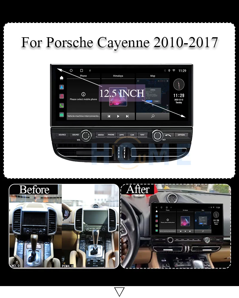 GPS Navigation 12.3 Inch Android 12 Car DVD Player for porsche