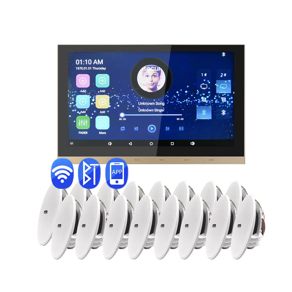 Mini-amplificateur mural Bluetooth 2 canaux avec écran tactile