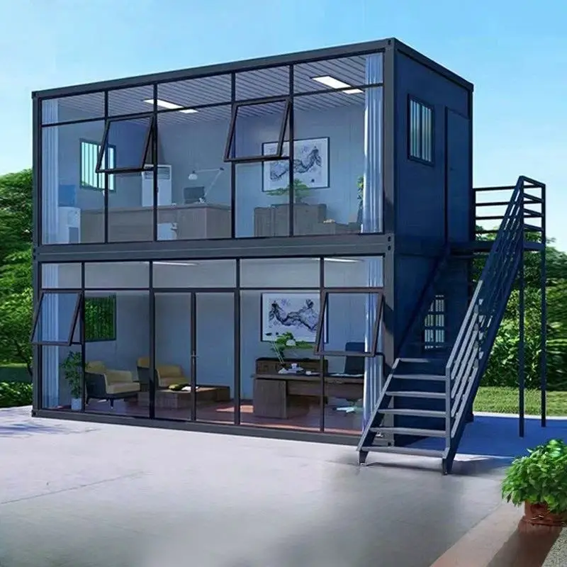 Double Layer Customizable Luxury Casas Prefrafricadas Office Mobile Bar Prefab Outdoor Tiny Home Glass Wall Container House