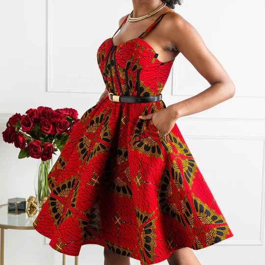 Ankara Corset Fit & Flare Midi Dress - Perfect for Parties Ankara Corset Fit & Flare Midi Dress - Perfect for Parties
