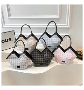 New Casual Large Capacity Shoulder Bag Mori Style Autumn and Winter Fashion Plaid Women's Tote Bag