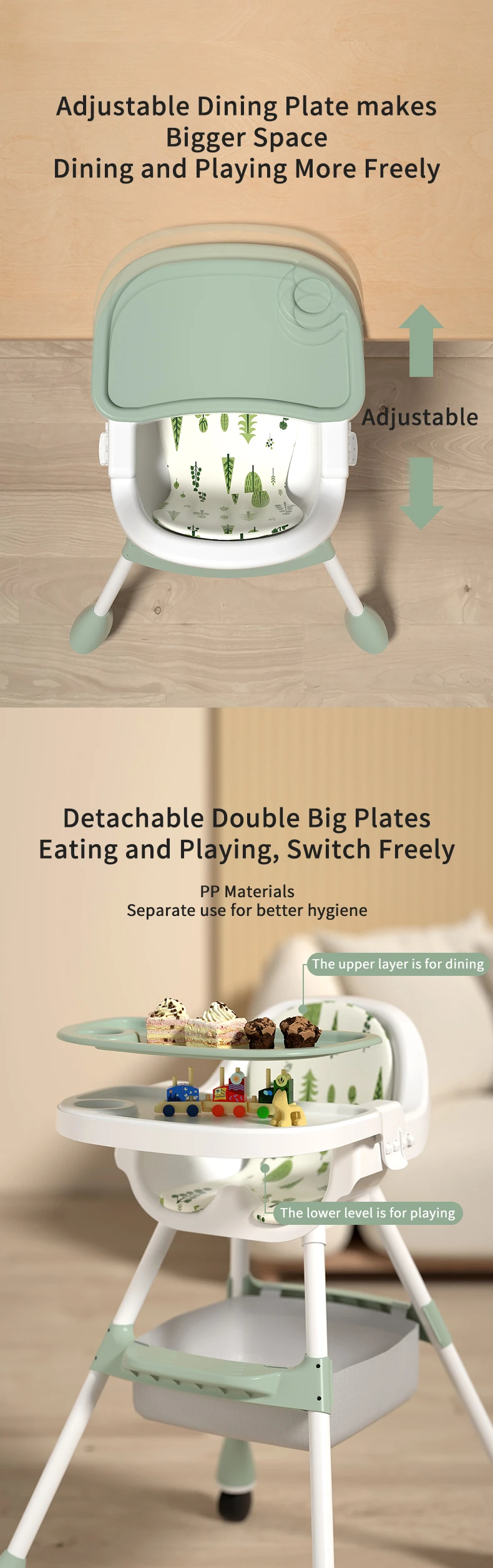 Multifunctional Folding Highchair Seat Portable High Chair For Baby