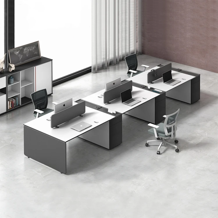 Modern Open Modular 2 4 6person Workstation Office Desk Furniture Design Work Office Table with Metal Leather Legs