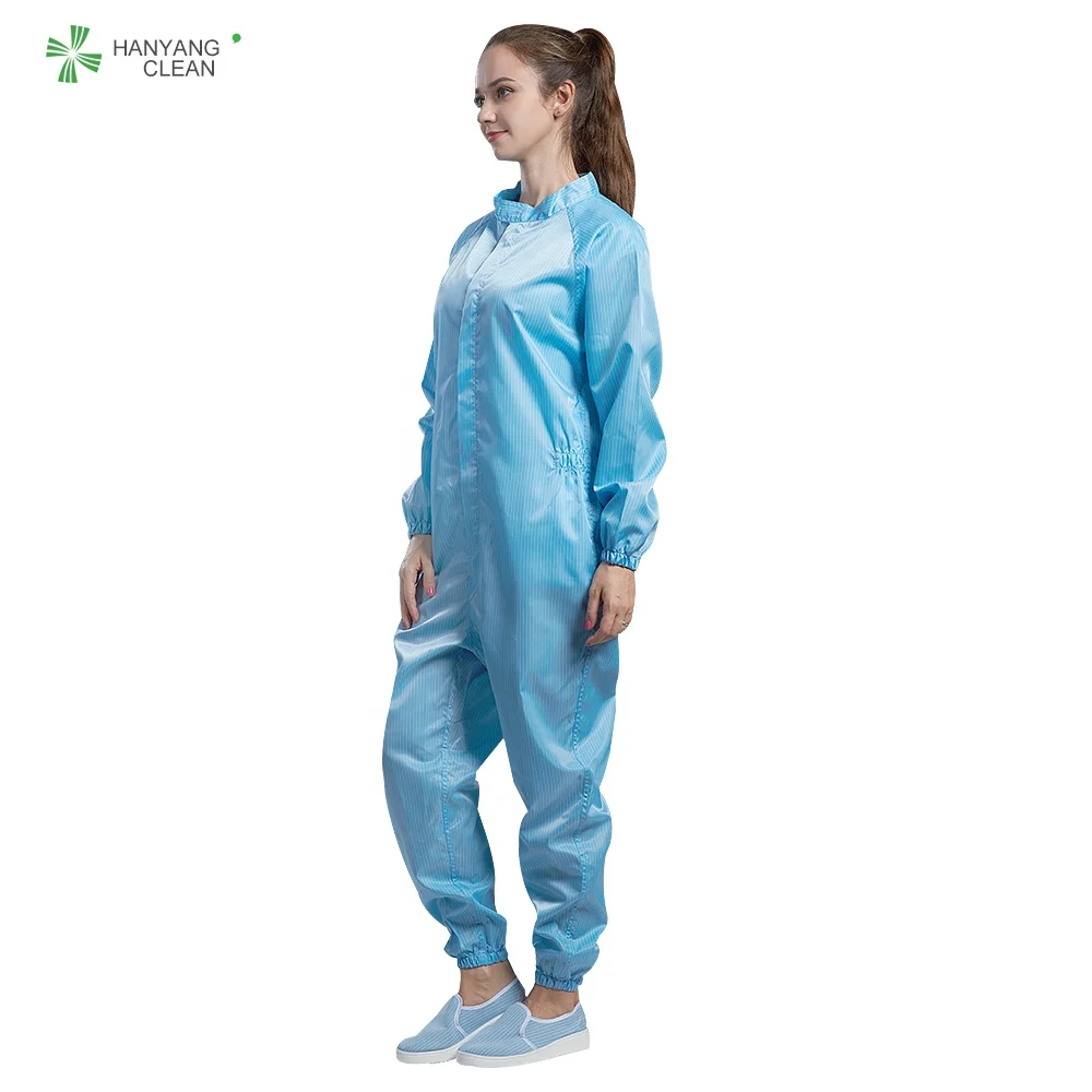 H-1108 Autoclavable Antistatic ESD Cleanroom Jumpsuit Coveralls with Caps Lint-Free Lightweight Unisex Design