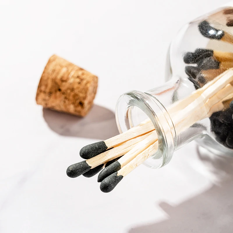 Безопасные сочетания в аптечной стеклянной бутылке, аксессуар для свечи, подставка с цветными наконечниками, набор из 50 спичек