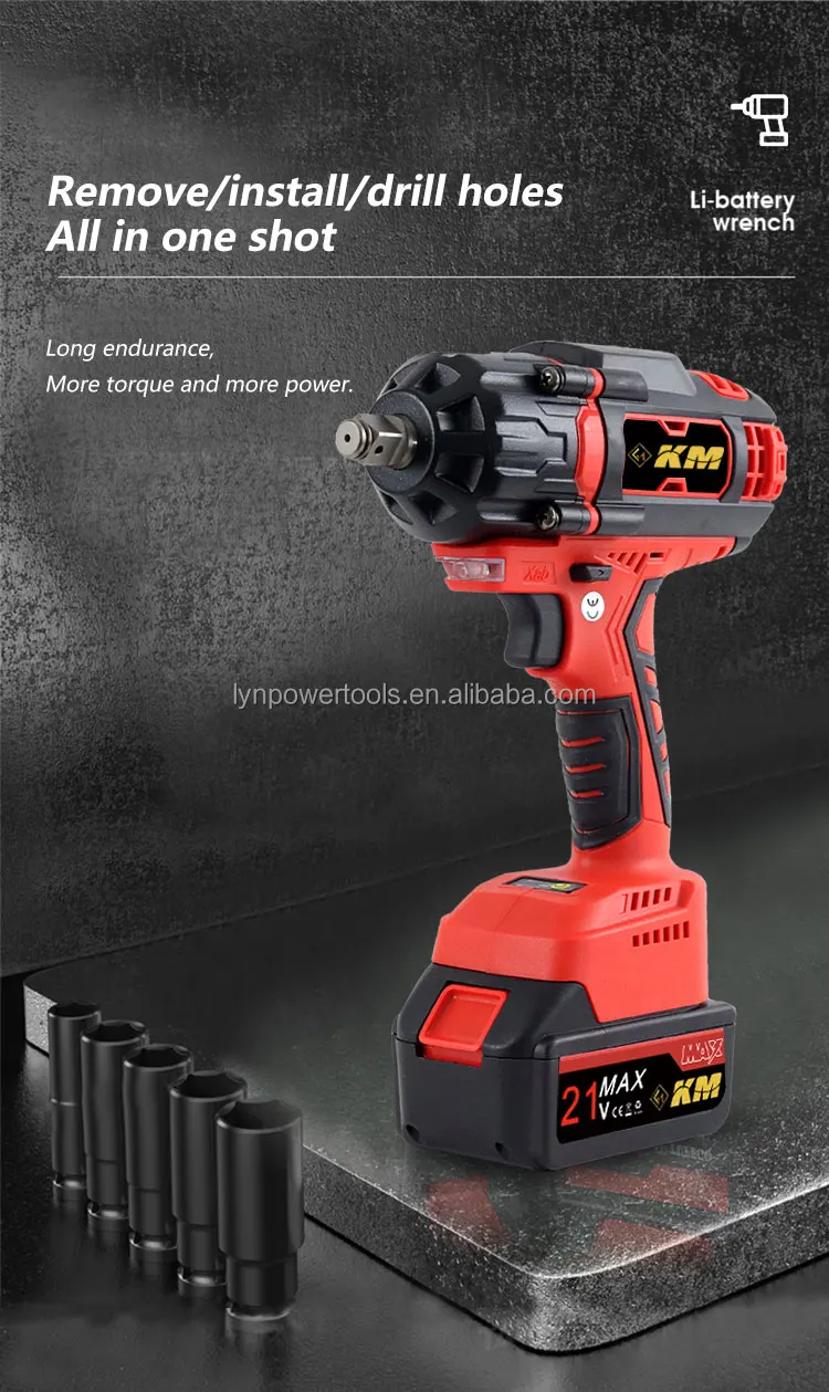Km Wholesale Price 660n Rechargeable Cordless Impact Wrench High Torque