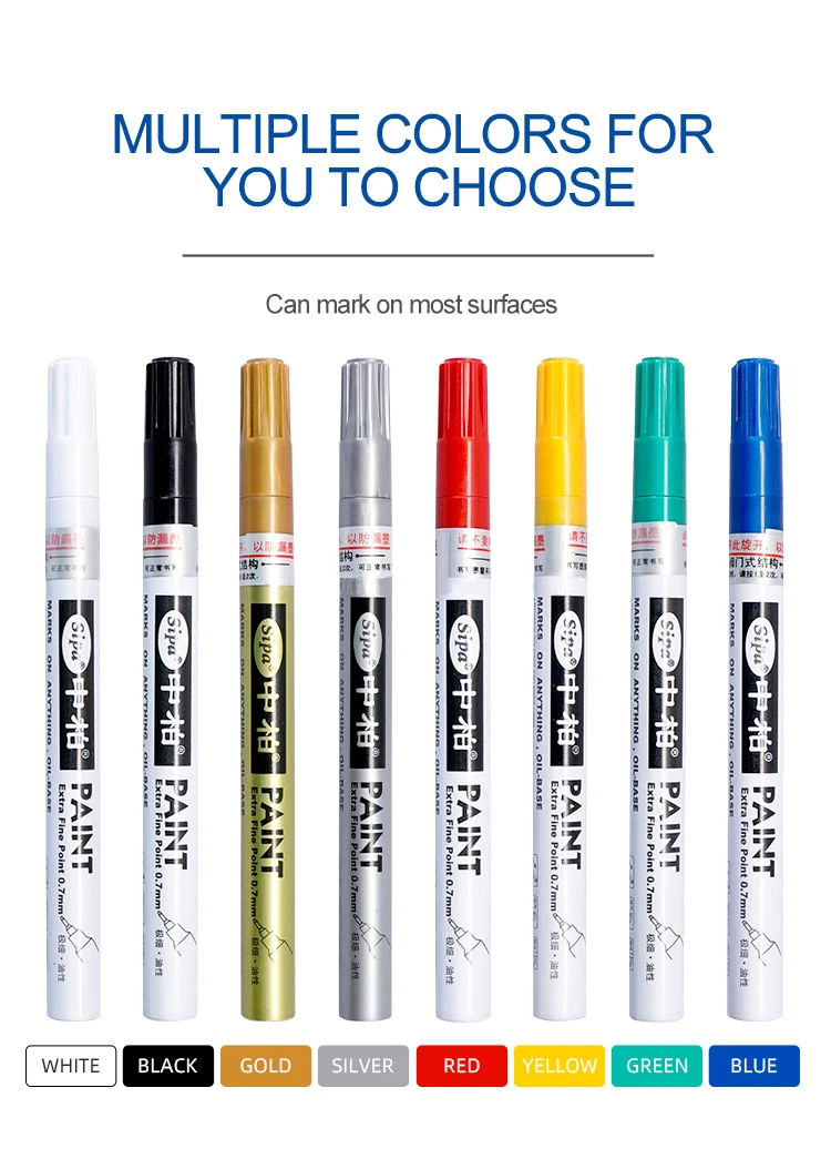 Sipa Oil-Based 8 Colors 0.7mm Neelde Pens Extra Fine Point Paint