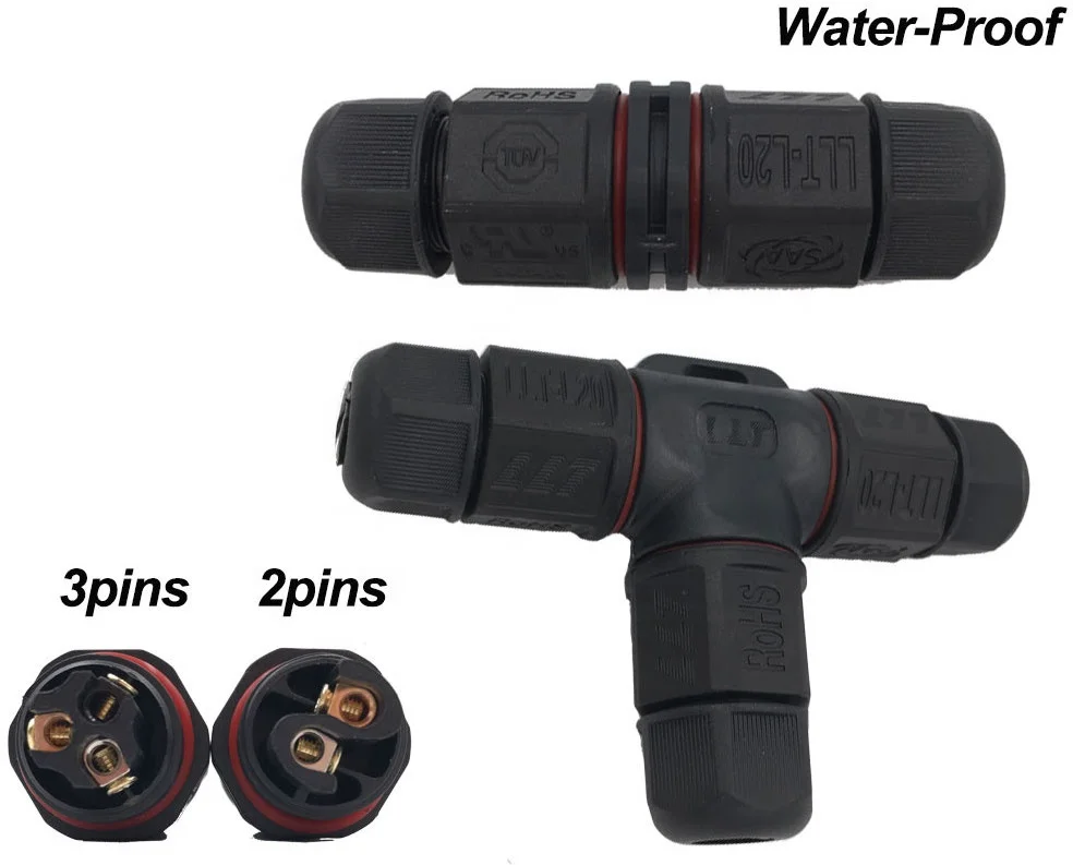 3Pin Waterproof IP Connector Electrical Terminal Wire Adapter Screw Locking Joiner for Outdoor Led Lights