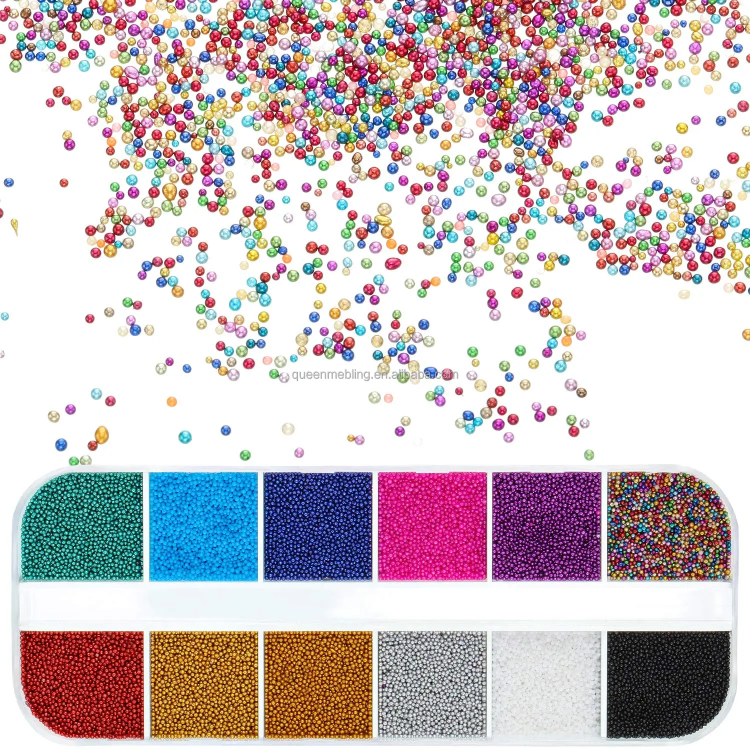 12 Grids Factory Price Round Glass Beads Mini Glass Beads No Hole