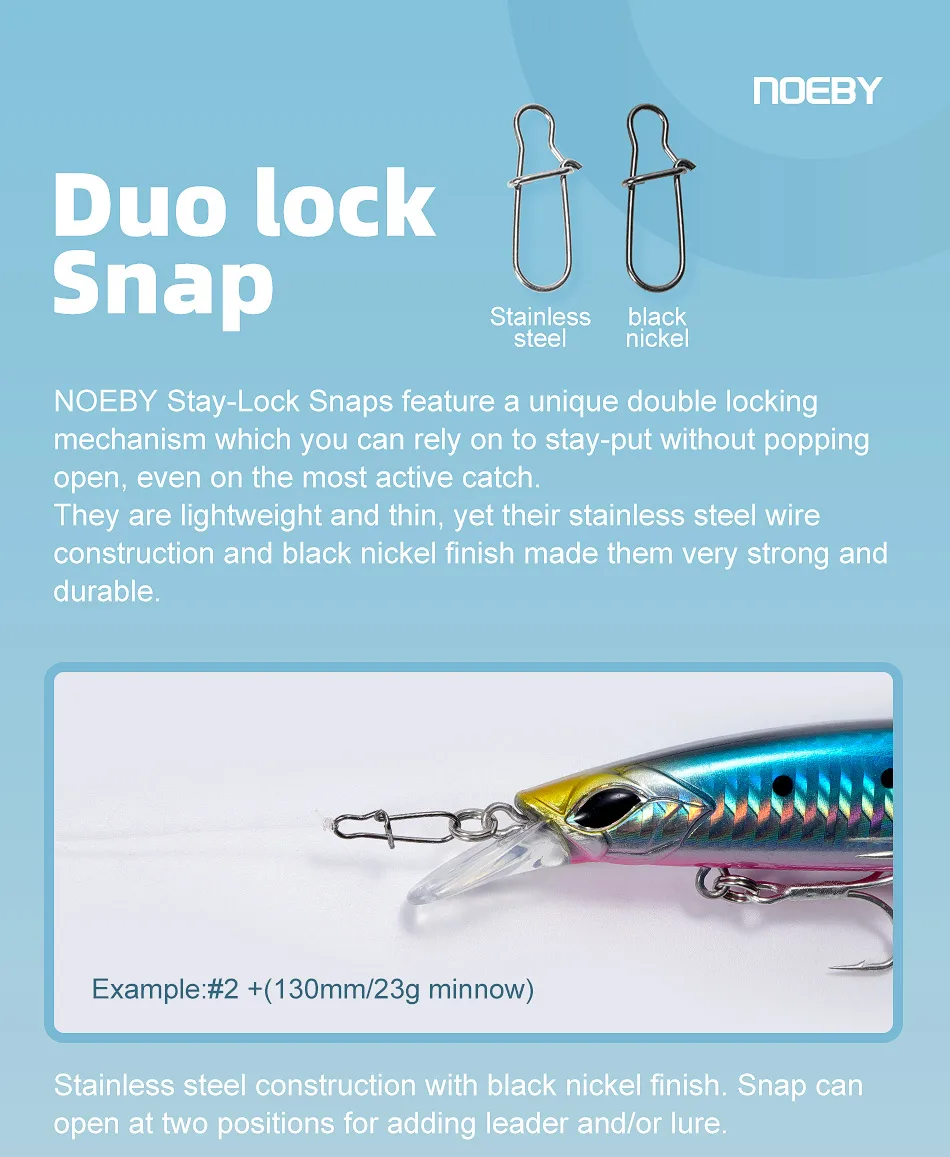NOEBY 18-30lb Duo Lock Snaps Fishing