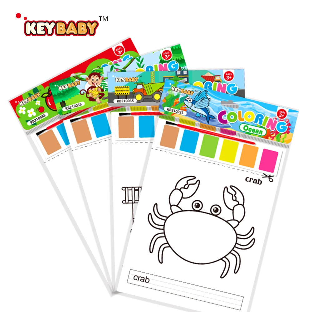 KEYBABY Custom 4-Themes Coloring Educational Drawing Book Printing With Letter Training Toys For Kids