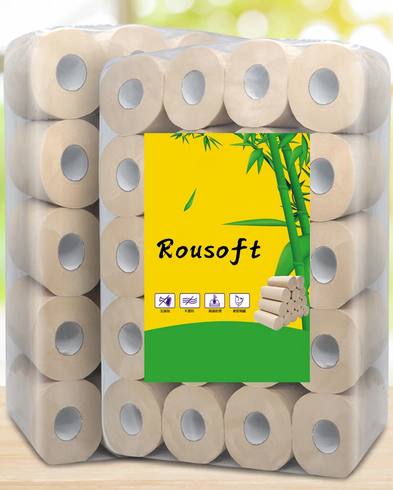 Factory Price Toilet Tissue Paper Roll Bamboo Pulp 3ply Standard Roll