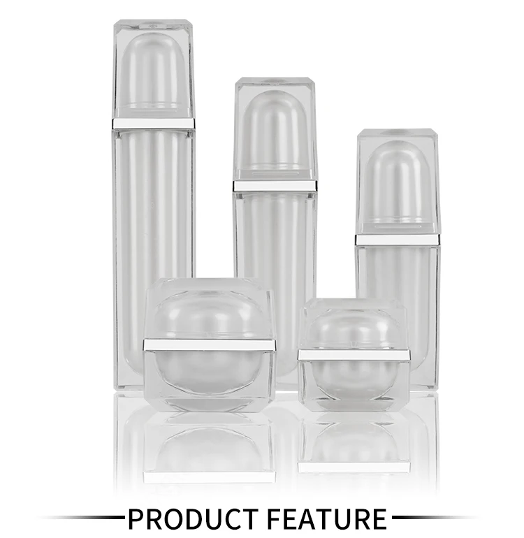 Luxury acrylic bottles jar white coemtic packaging set clear dropper bottle for essential oil skin care cream supplier