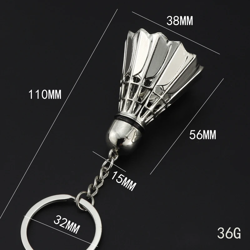 Mini Creative Metal Badminton Racket Ball Keychain Keyring Gift Key Chain