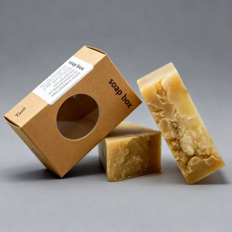 Geri Dönüşümlü Kraft Kağıttan Şeffaf Pencere ile Kişiselleştirilmiş Ambalaj Kutusu, El Yapımı Sabun, Aromaterapi Esans Yağlı Kağıt Kutusu