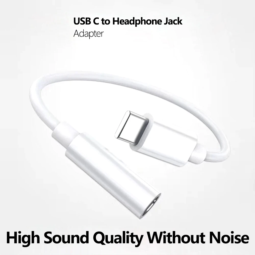 USB Type C 3.5 Jack Earphone Adapter USB C to 3.5mm Headphones AUX Audio Adapter Cable for IPhone 15 Pro MAX Auxiliary Cable