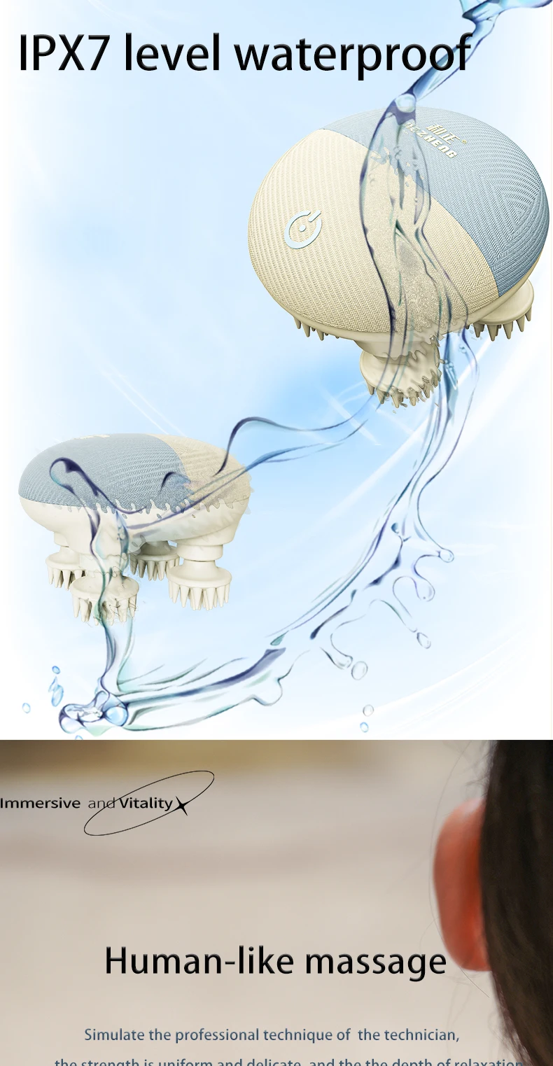 New Trends Products 2025 Head Scalp Massage Device Japanese Head Spa IPX7 Waterproof Scalp Head Massager With Red Light