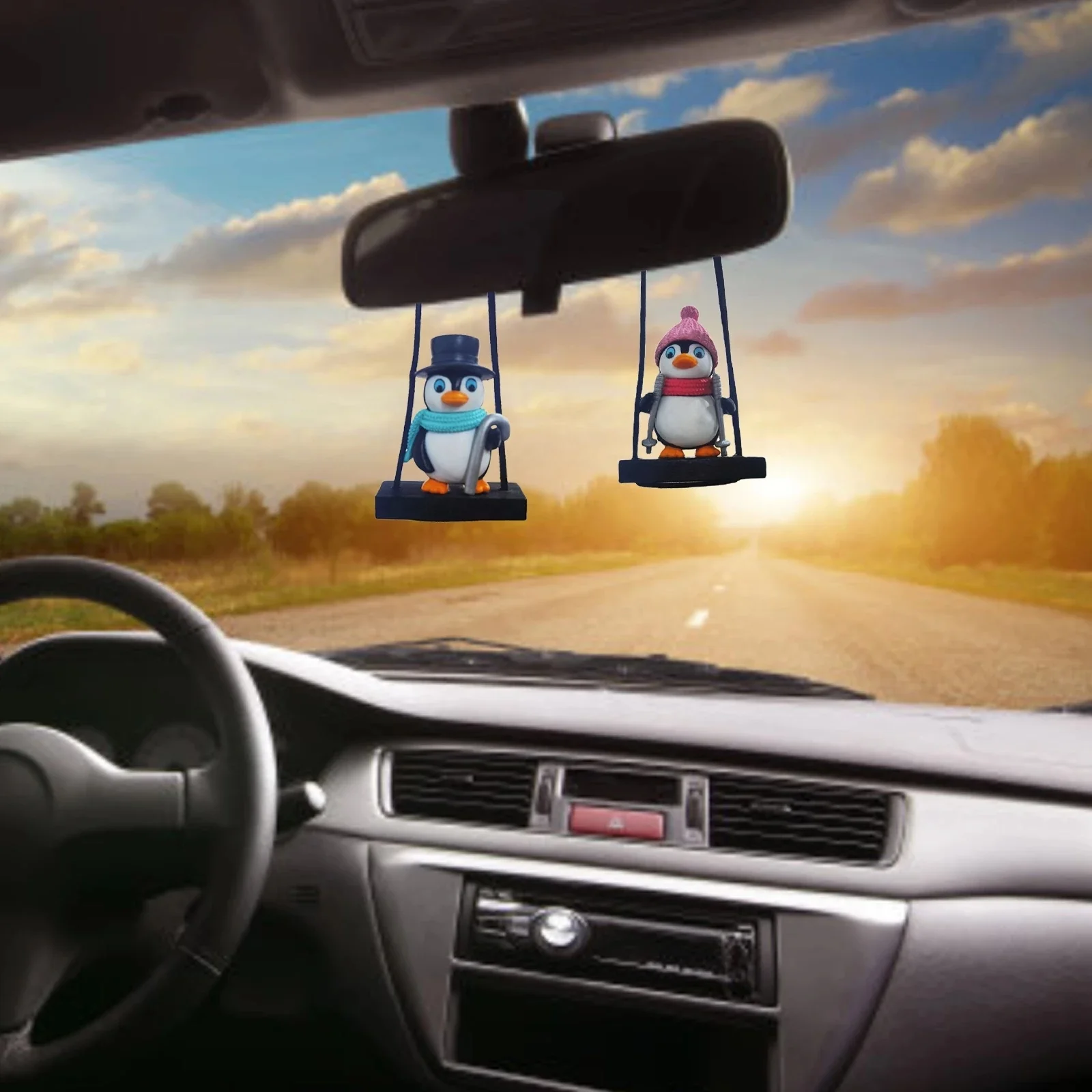 Ciondolo Per Specchietto Retrovisore A Forma Di Pinguino OScillante - Accessorio Auto Simpatico Per Adolescenti