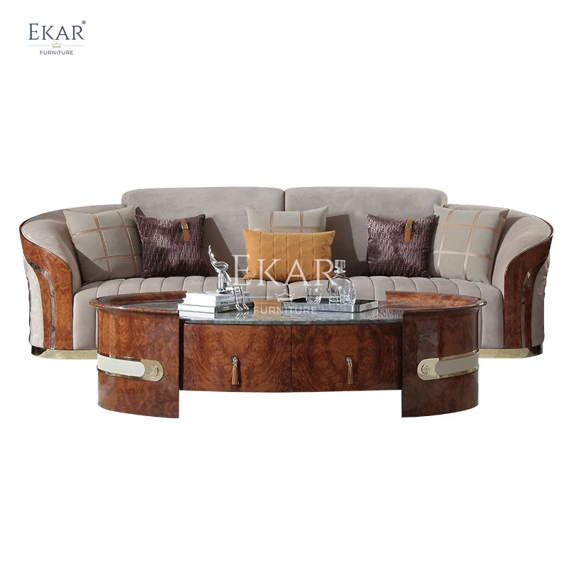 product new design modern furniture luxury matte leather living room sofa coffee table sofa set-65