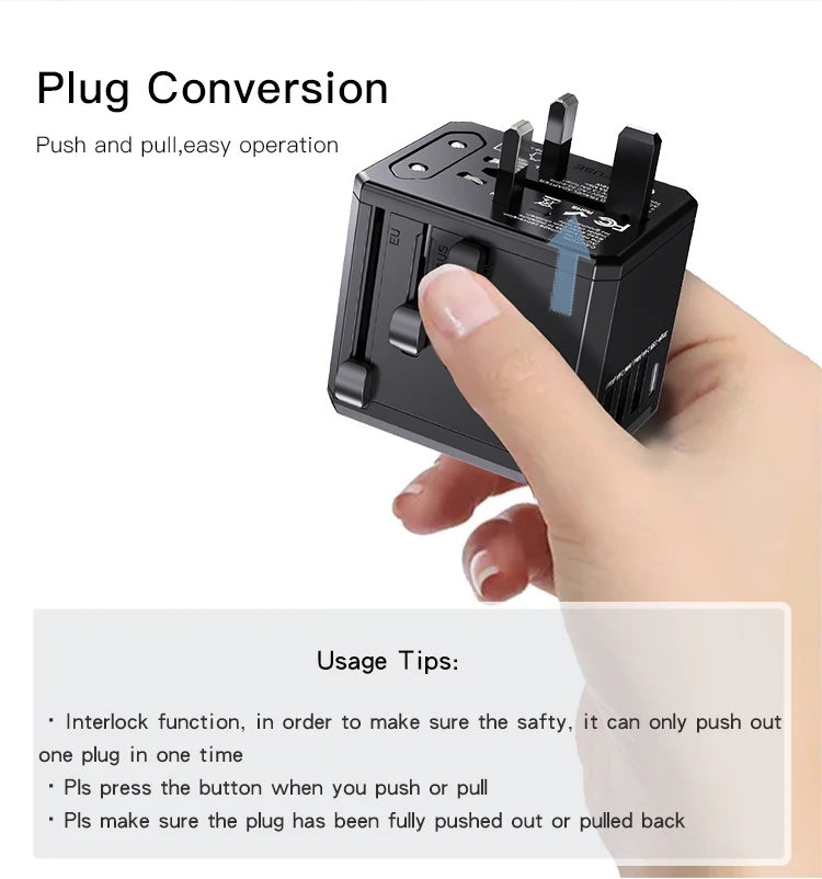 YESIDO new design 4 in 1 portable charger plug convert adapter