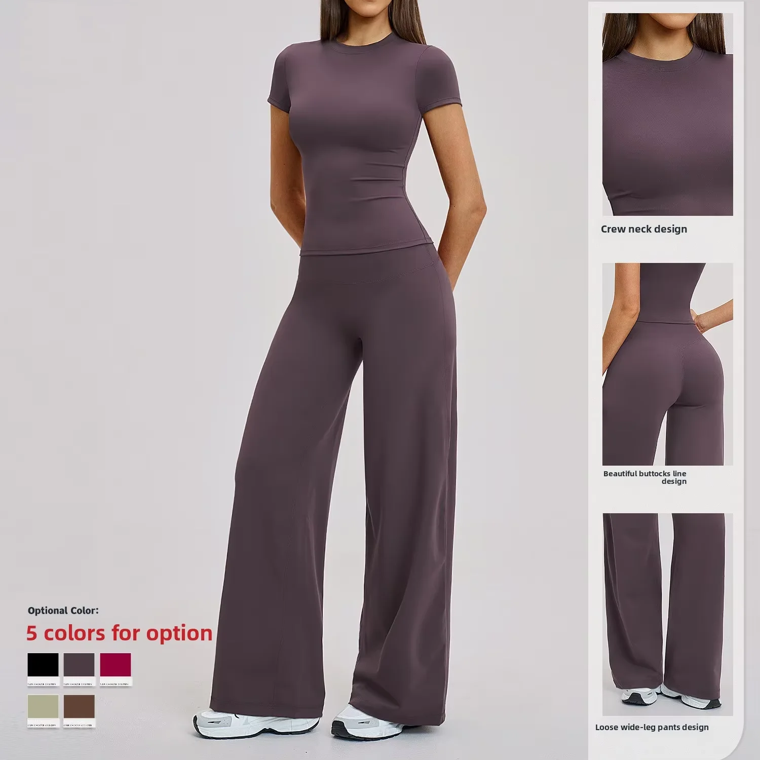 Solid Breathable for Yoga Set High Waist Tight 2-Piece Set for Outdoor Sports Fitness Ru