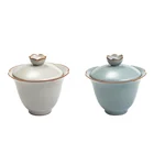 Cheap Wholesale Ru Porcelain Tea Set Ru Kiln Ceramic Kung Fu Tea Set Single Gaiwan
