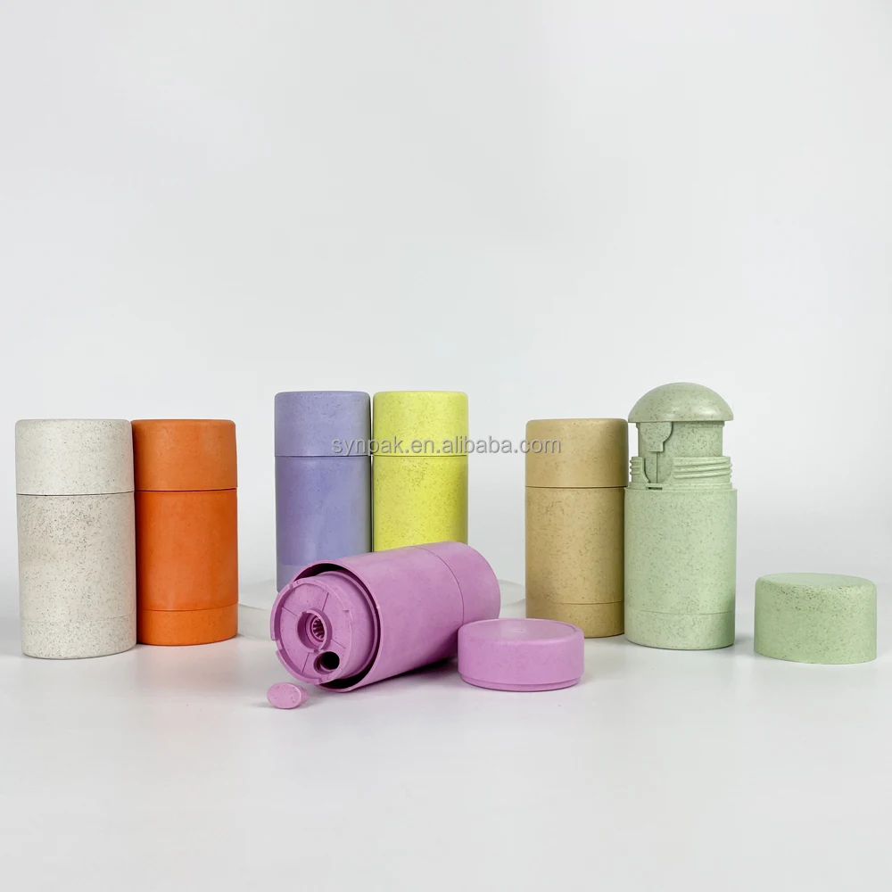 60ml  Wheat Straw Material Refillable Empty Deodorant Stick Tube Eco Twist up Plastic Cosmetic Container Cylinder Bottle