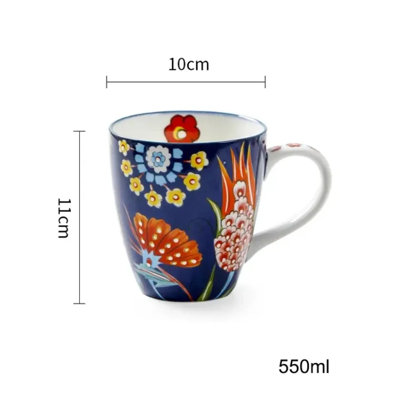 Wholesale Bone China Ceramic Mug Porcelain Coffee Cup with Custom Pattern Full Floral Design with Handle factory