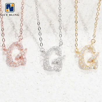 Fashion 925 sterling silver jewelry luxury women letter pendant necklace vvs moissanite single letter G charm necklaces