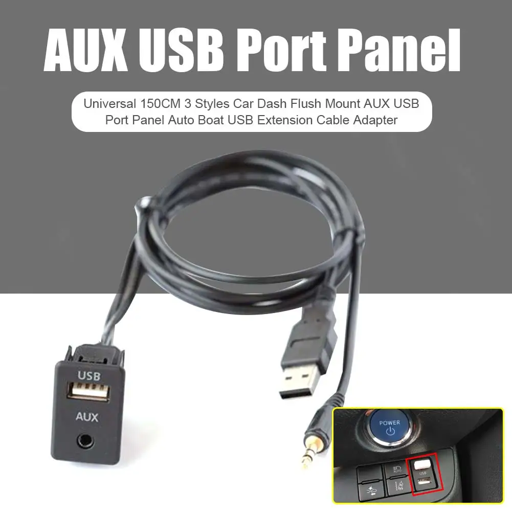 Cheap 150CM Car Dash Flush Mount two USB Port Panel Auto Boat Dual USB  Extension Cable Adapter