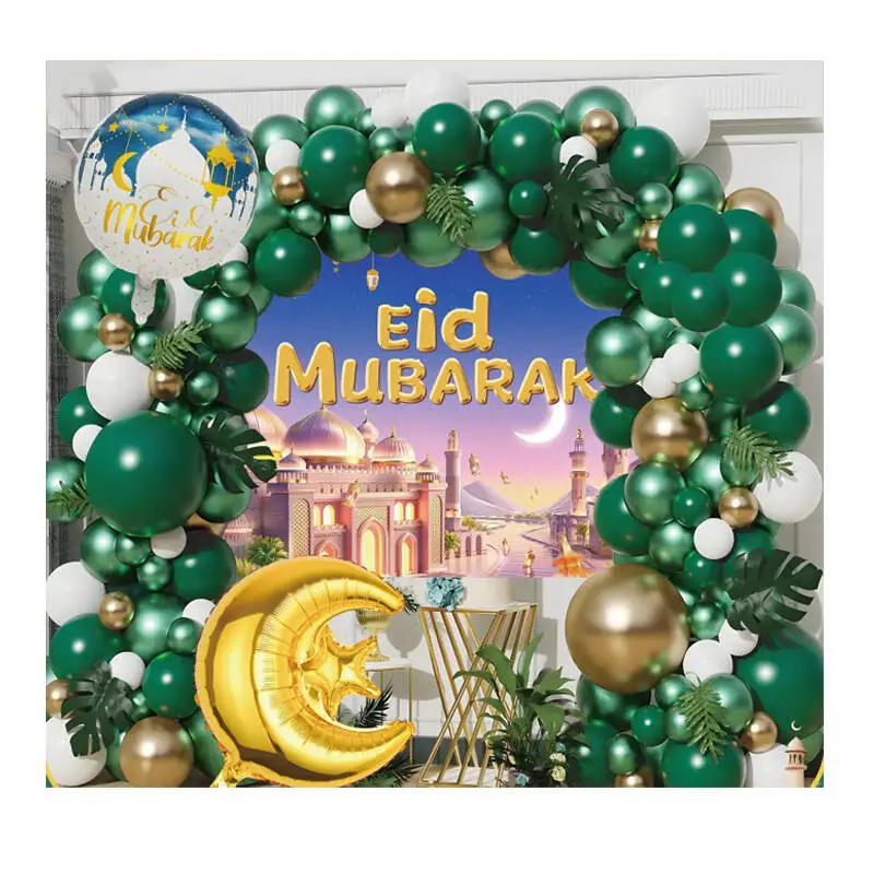 Eid Balloons Pannu Design 16 HAJJ MUBARAK Decoration - Foil Balloons Banner Party - Islamic Decorations For Home - Special-Occasion (Black Eid Mubarak Balloon