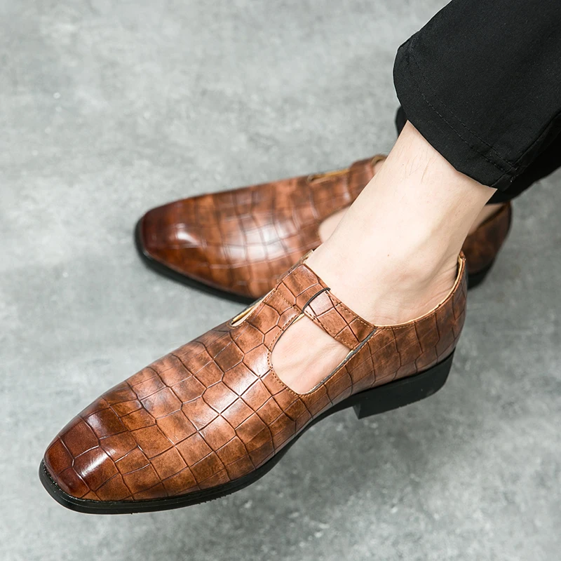 Men's Casual Dress Shoes Made With Pu Upper & Rubber Insole For Office Use Featuring Anti-slip And Breathable Design