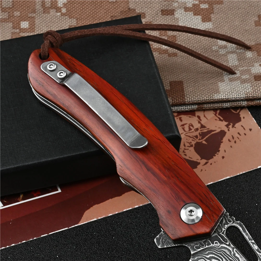Hunting Survival Folding Knife Self Defense For Women Pocket Knife Tactical Damascus Knives