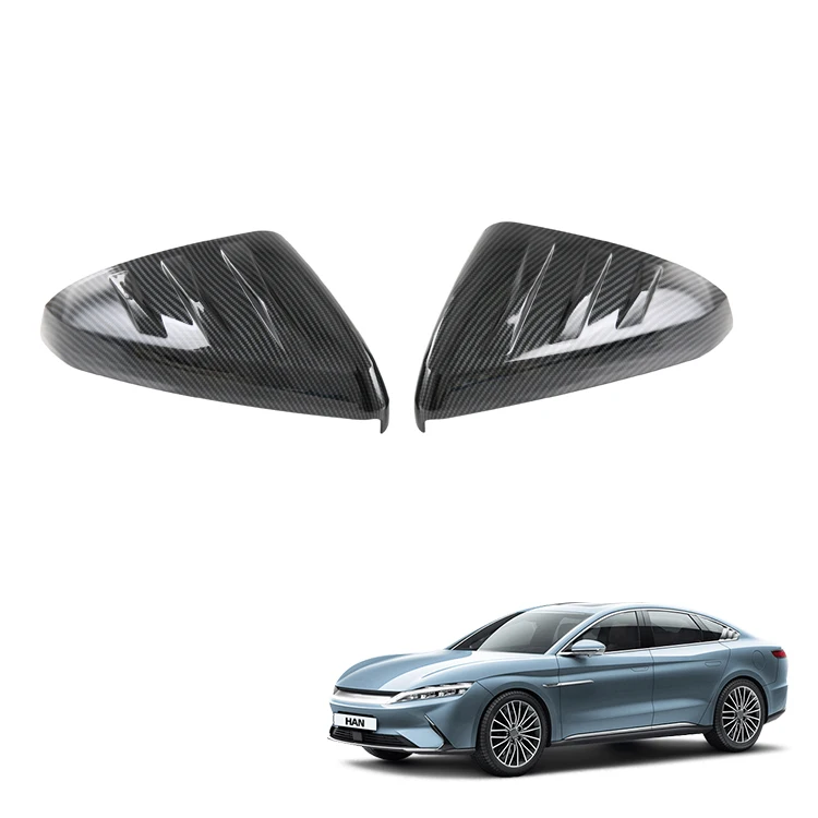 Auto Rear View Mirror Cover for BYD Han Accessories ABS Carbon Fiber Pattern Rearview Mirror Cover Interior Accessory