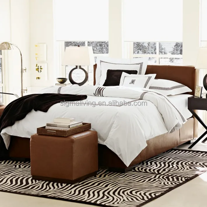 Bedroom big hotel double bed indoor furniture bed & headboard for sale