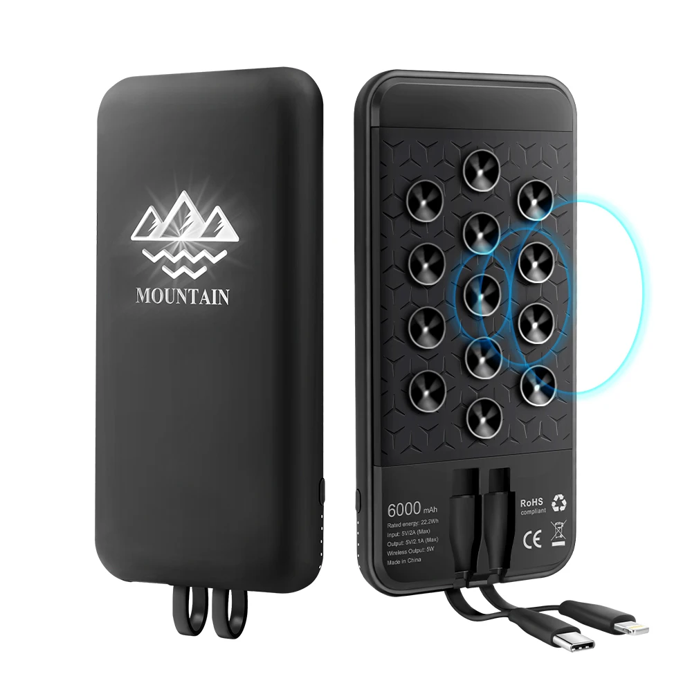 Trending Hot Products Wireless Charger Bower Bank With Led Light Sucker  Power Bank Wireless