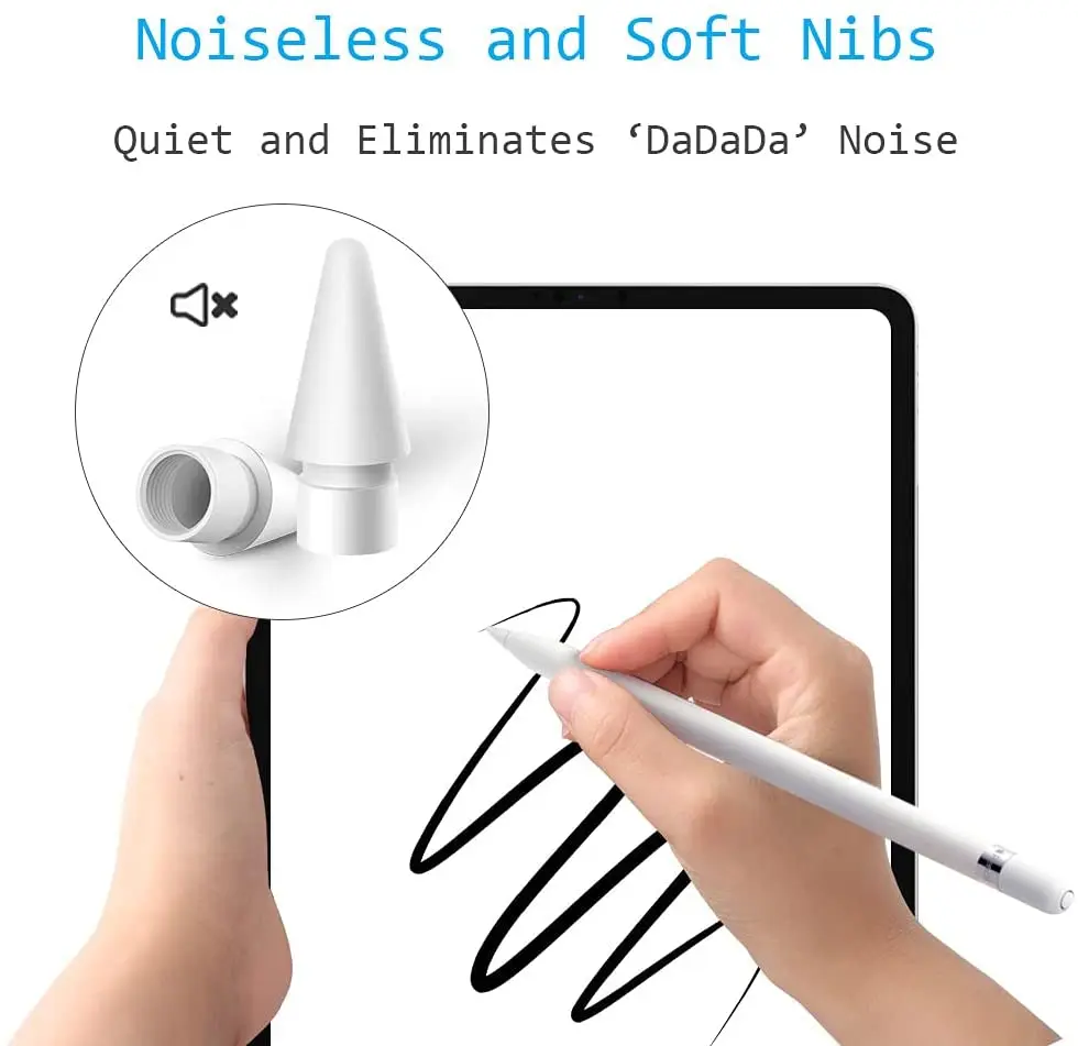 Мягкие демпфирующие наконечники Paperfeel, Замена для Apple Pencil 1-го поколения и 2-го поколения, наконечники для ручки с шумоподавлением для iPad Pro(2B)