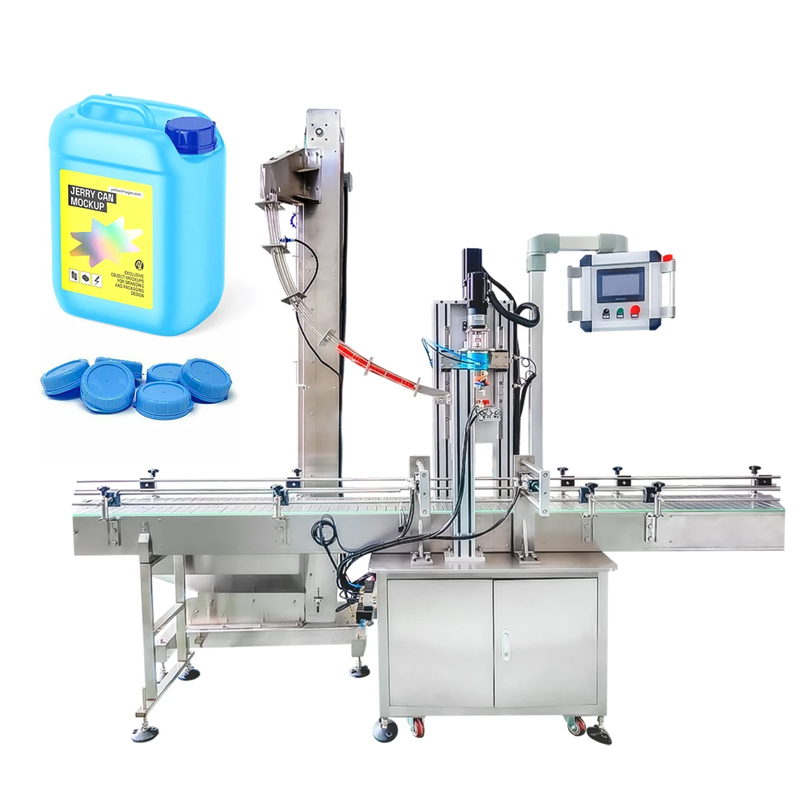 YIMU Plastic Bucket F-Style Gallon Drum Jerry Can Automatic Cap Feeder Lid Closer Single Head Twist off Screw Capping Machine