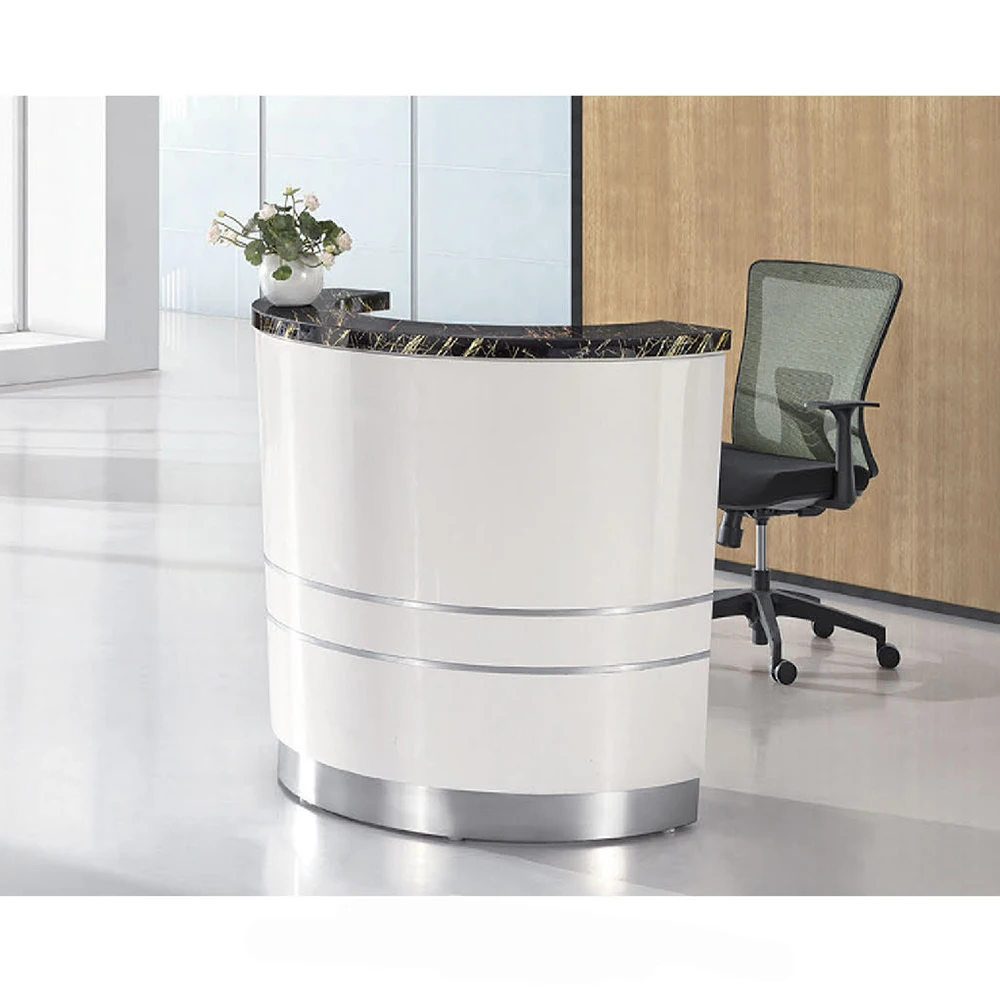 Small Single Front Reception Desk Counter Modern White
