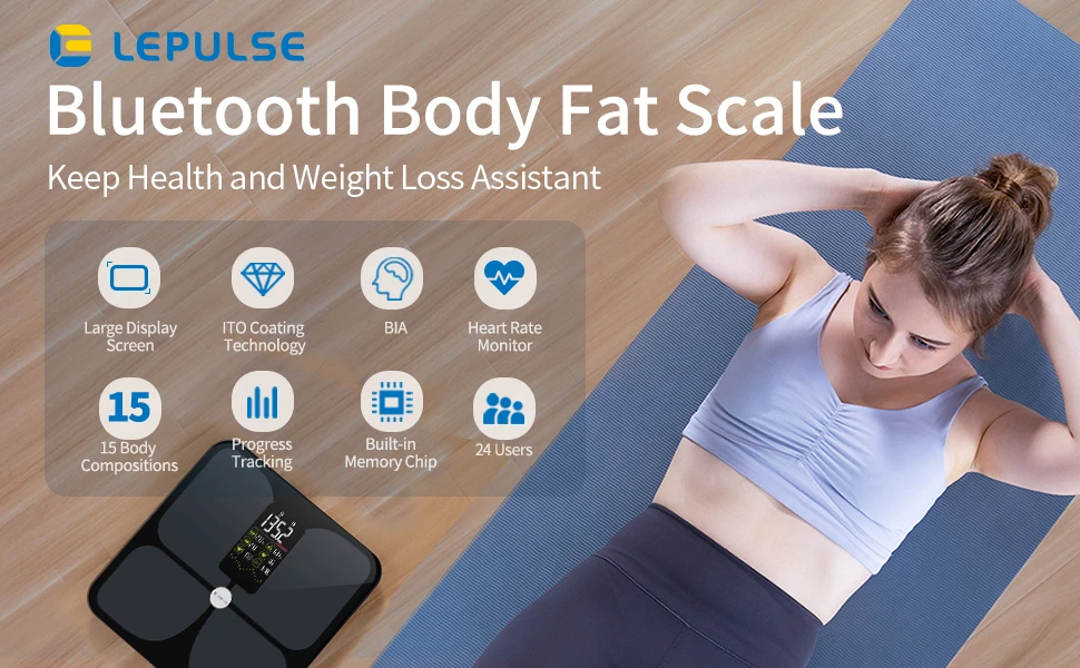 Lepulse Lescale F4 Household Smart Body Fat Scale provides 15