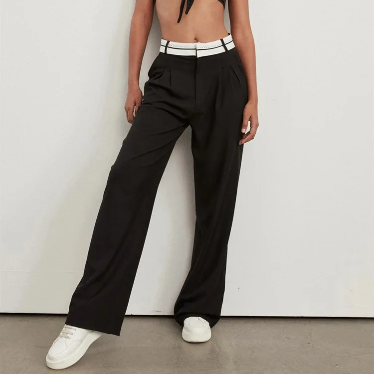 High Waist Full Length Trousers  Straight Leg Office Pants for Business Casual Wear thumbnail