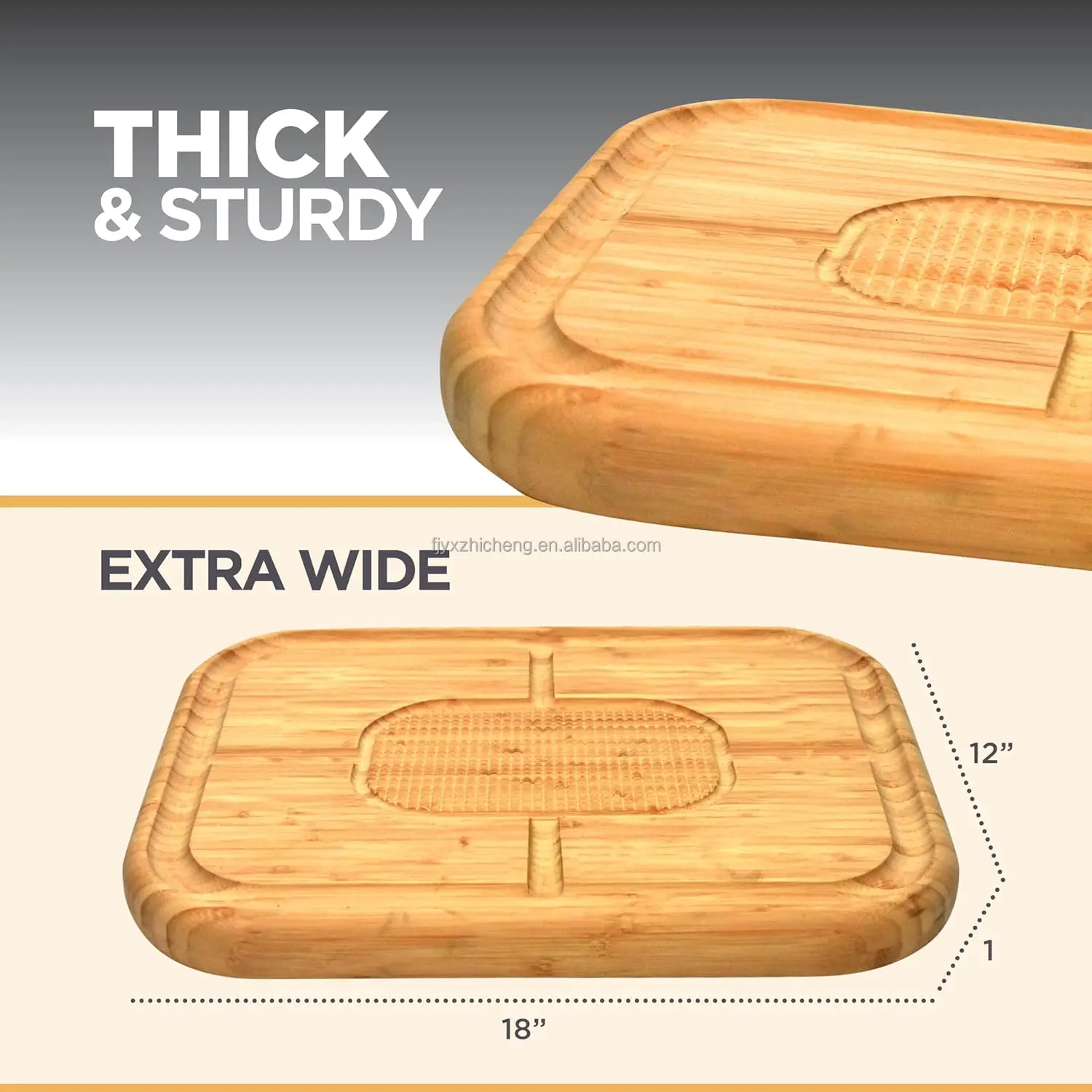 product bamboo carving cutting board bbq grilling heavy duty deep juice groove spikes grid-1