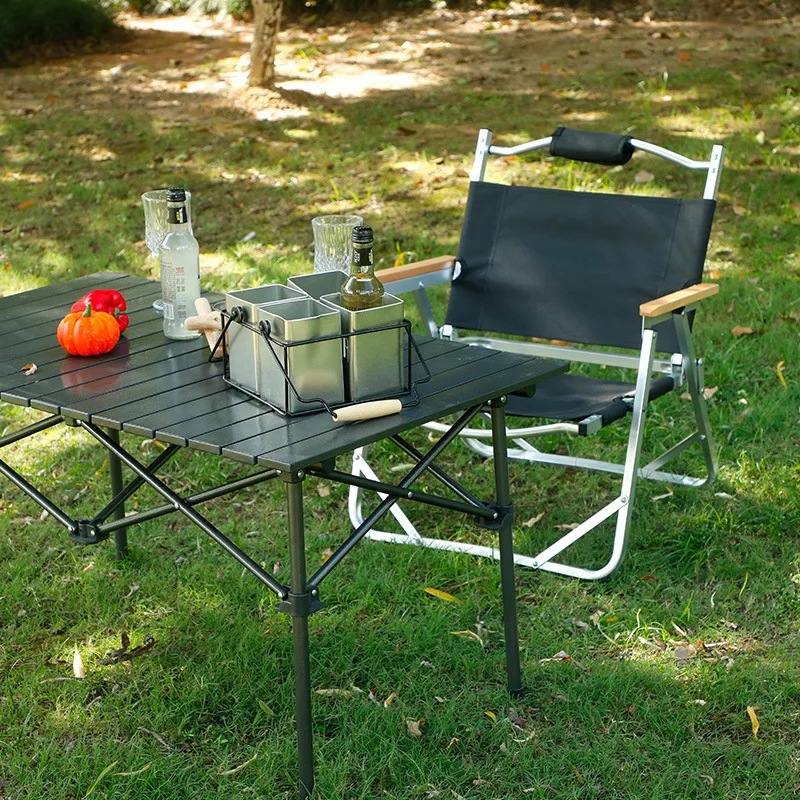 Outdoor Furniture Wood Grain Iron Portable Folding Camping Kermit Chair